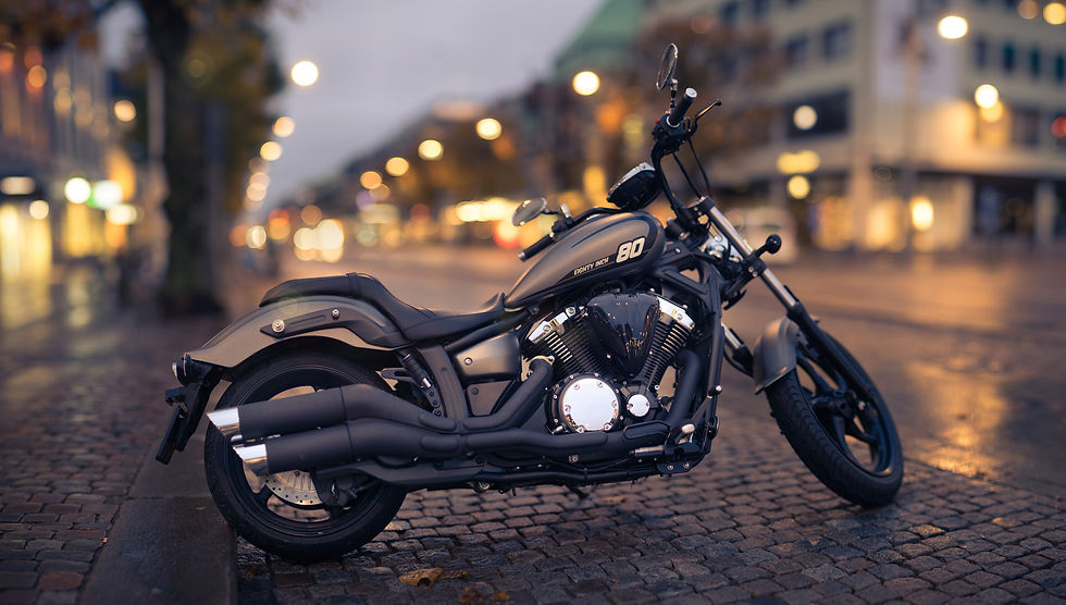 A Bokeh Pano of a motorbike, taken in Gothenburg's main street