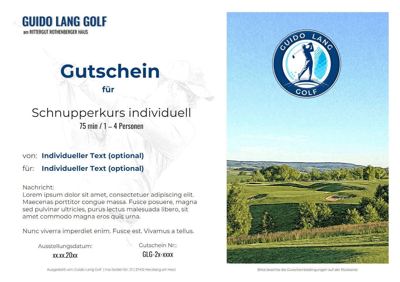Gutschein für einen Schnupperkurs individuell