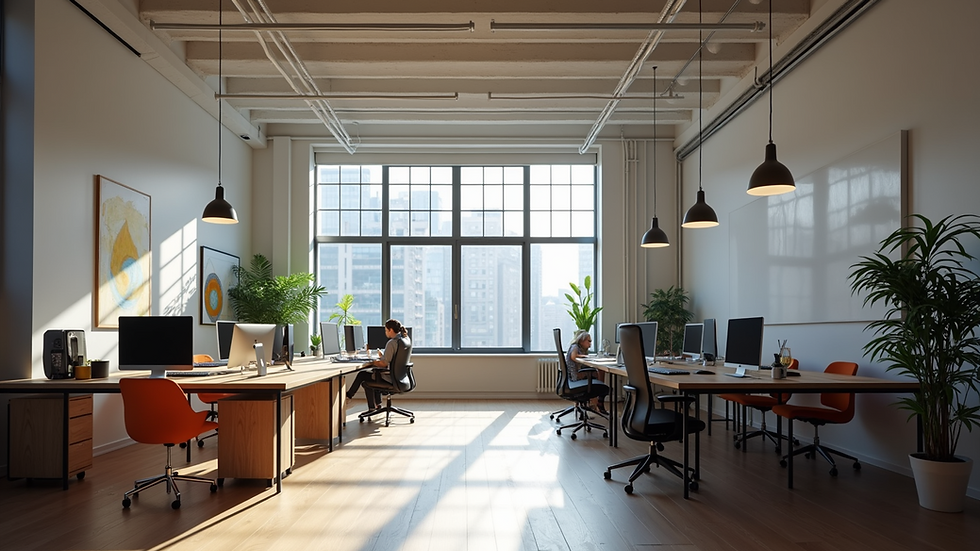 Eye-level view of a modern collaborative design workspace