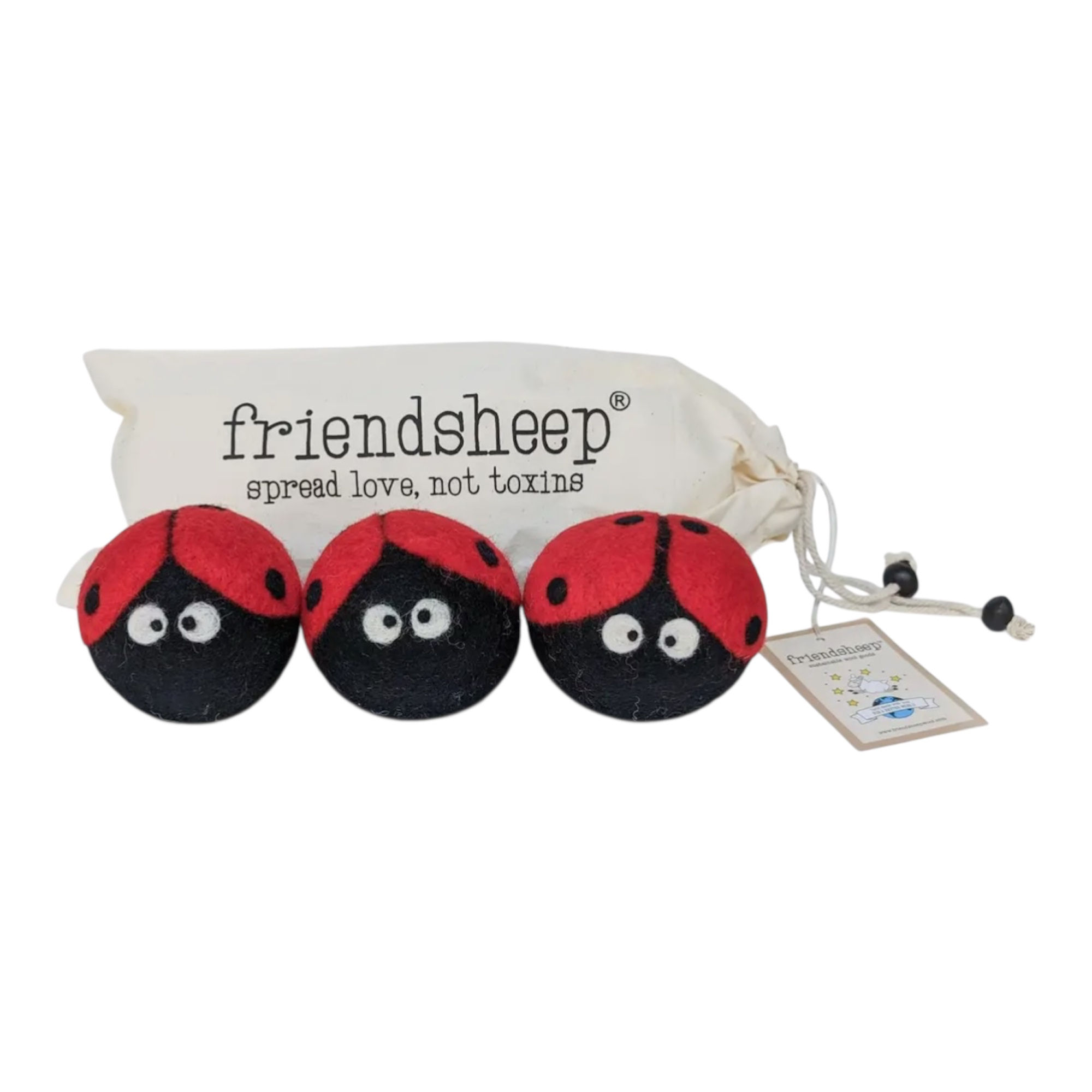 Ladybug Trio Eco Wool Dryer Balls - Set of 3