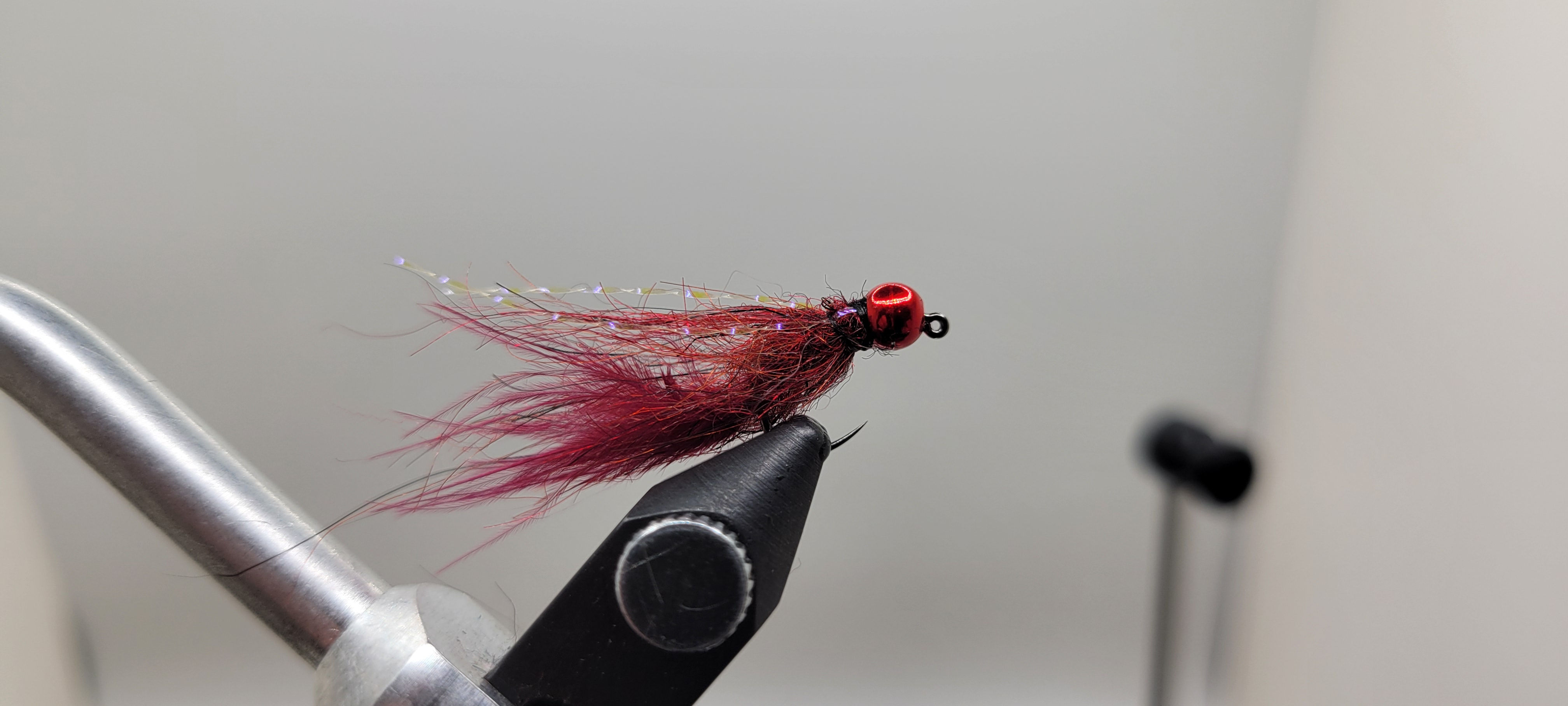 Mini Jig- Deep Red Leech with Metalic Red Bead "Trix"