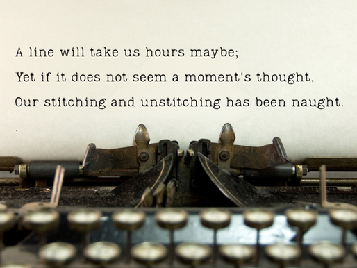 A short poem of three lines by W.B. Yeats on a typewriter