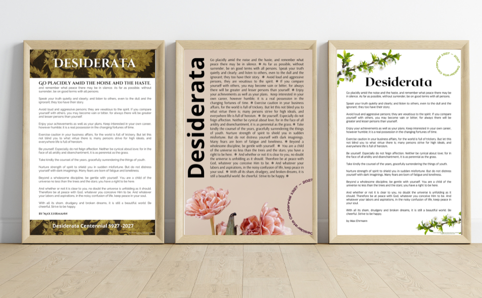 Three Desiderata Poster Designs printable downloads FREE from SomeThink Publications