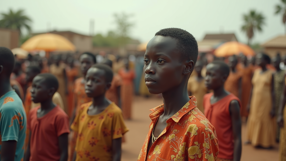 Wide angle view of a community gathering in Côte d'Ivoire