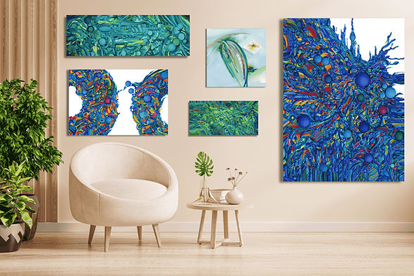 Styled room scene featuring Nicole McNamara Art canvas prints available in the official Amazon storefront.