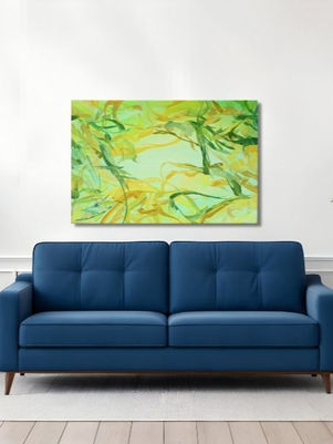 Sistine Ceiling of My Mind abstract canvas wall art, original oil painting print by Nicole McNamara, shown in detail and lifestyle settings.