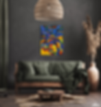 Colorful and bold abstract oil painting print, inspired by resilience and strength needed to overcome difficult challenges.