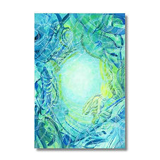 “I Am Pleasant and Upbeat, Can’t You See?” by Nicole McNamara — abstract canvas wall art print from original oil painting, reflecting forced cheer and hidden exhaustion.