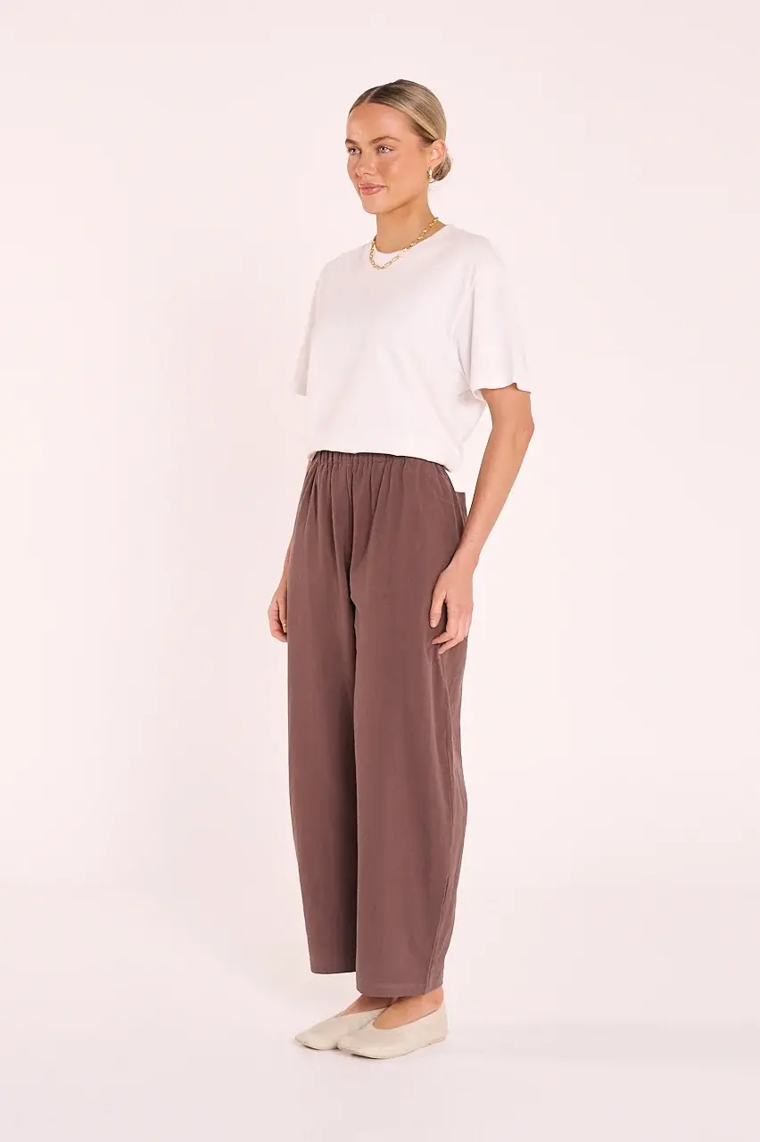 Thumbnail: FEATHER & NOISE | Eleanor Barrel Pant | Chocolate