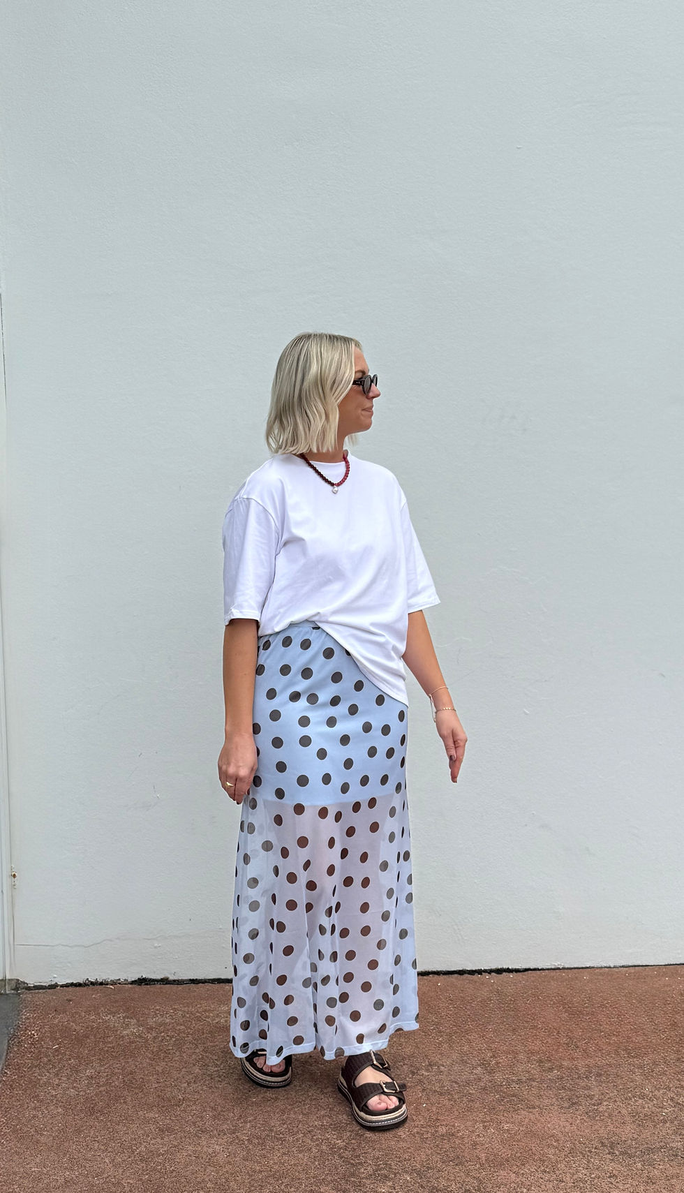 Thumbnail: Polka Dot Skirt | Blue/Choc
