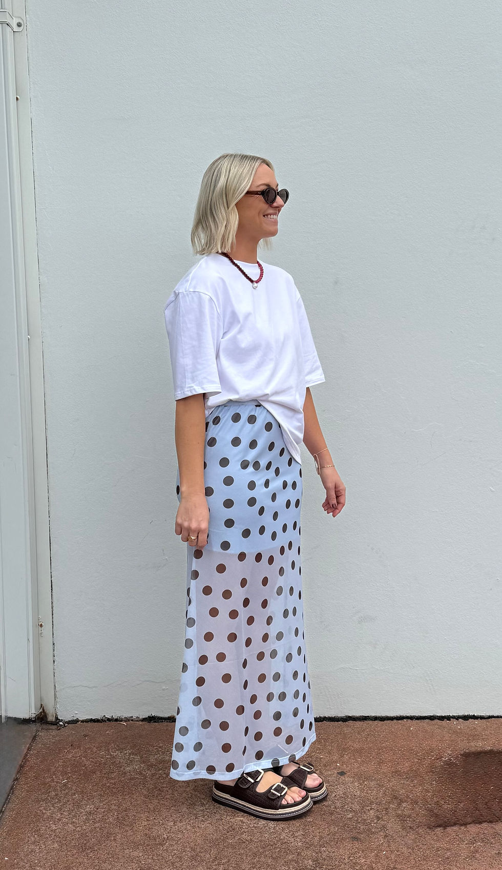 Thumbnail: Polka Dot Skirt | Blue/Choc