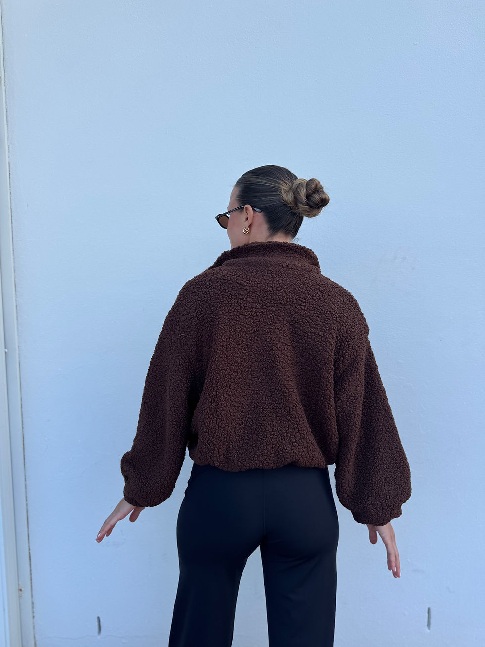 Thumbnail: BY FRANKIE | Teddy Bomber Jacket | Chocolate