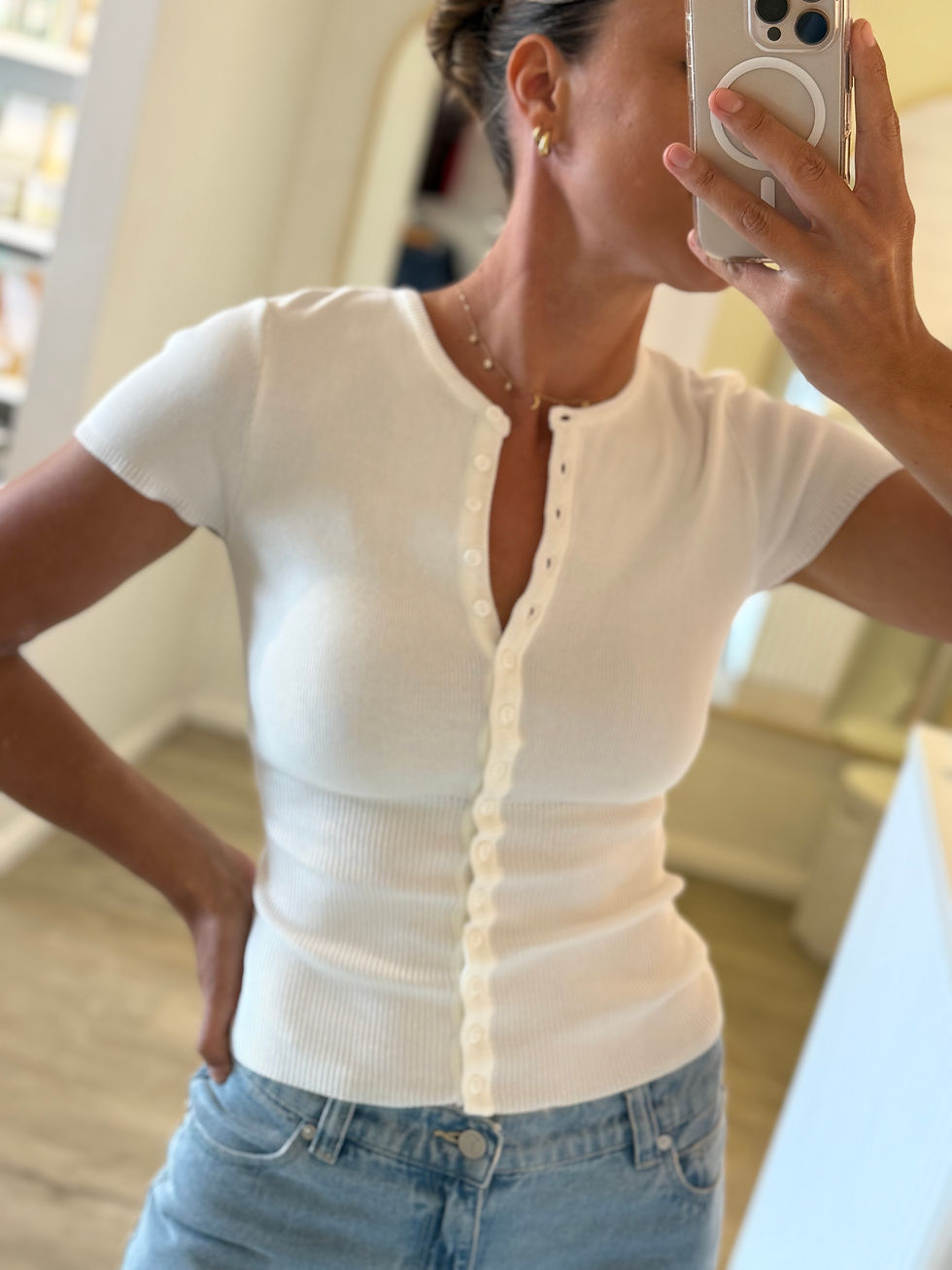 Thumbnail: ALL ABOUT EVE | Olive Knit Top | White