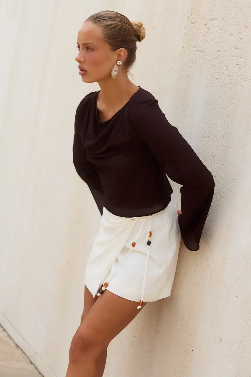 Dia Mini Wrap Skirt | White