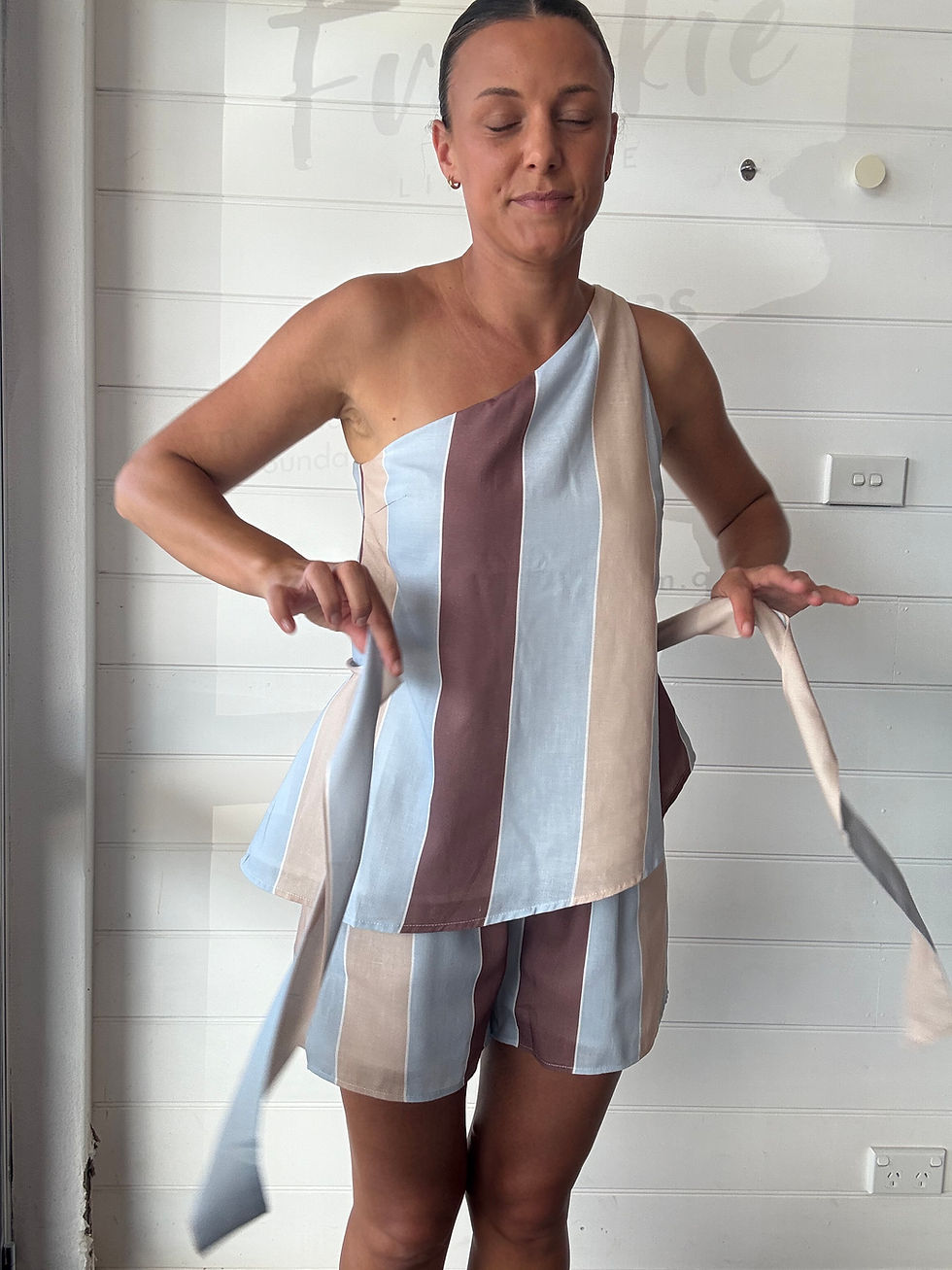 Thumbnail: Cleo Set | Blue + Brown Stripe