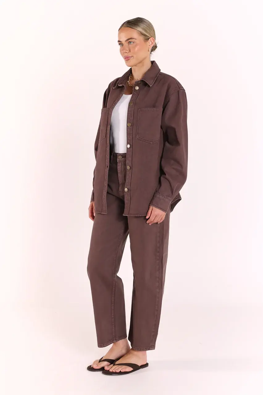 Thumbnail: FEATHER & NOISE | Lola Denim Jacket | Chocolate