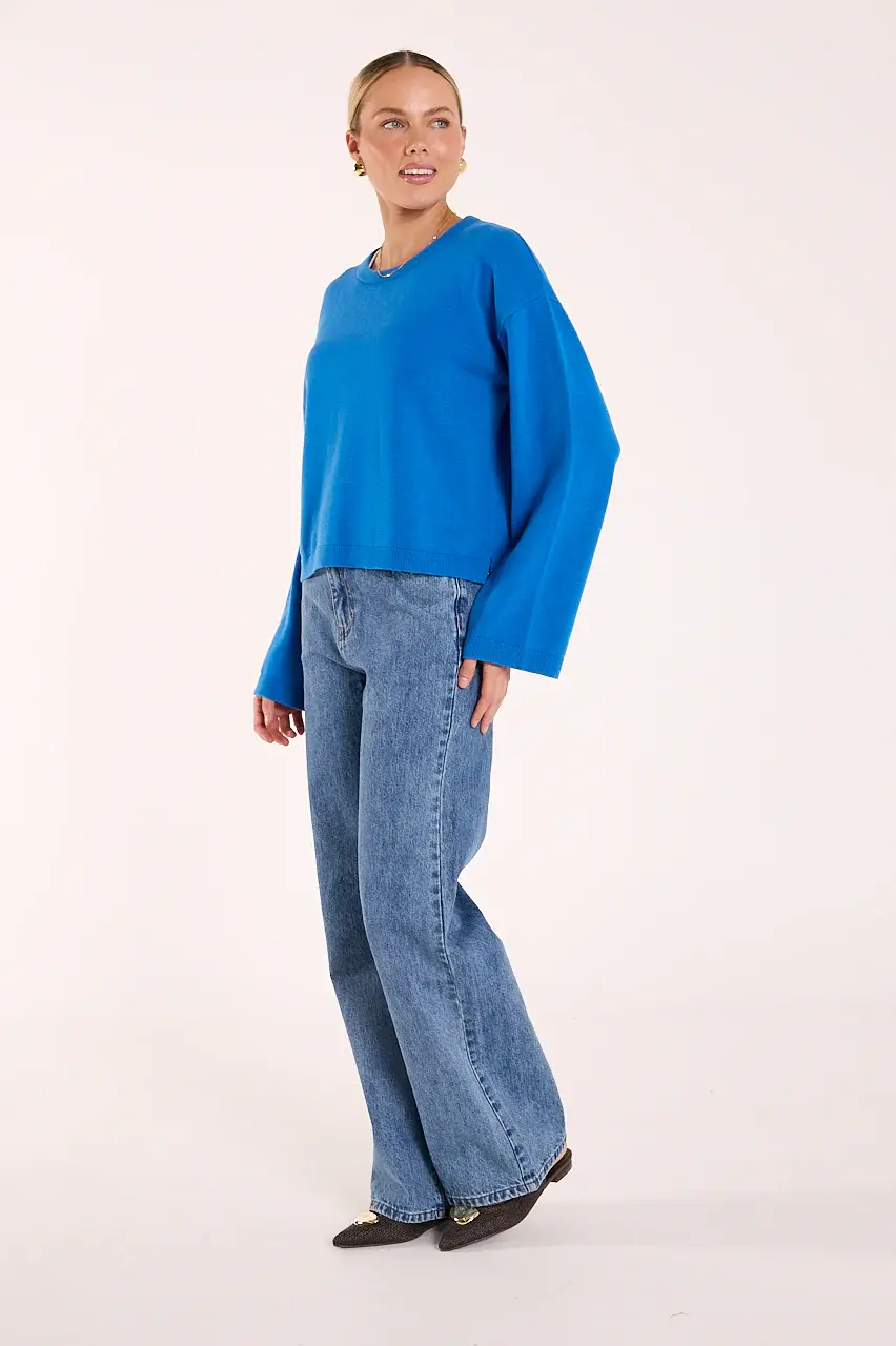 Thumbnail: FEATHER & NOISE | Hartley Long Sleeve Top | Cobalt Blue