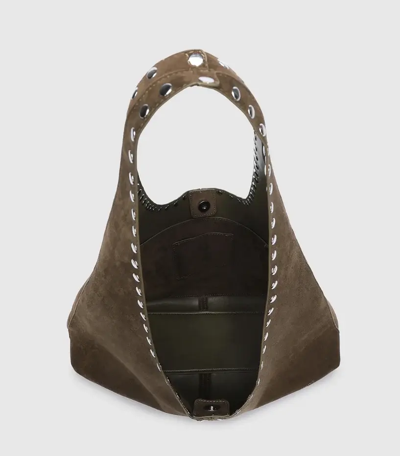 Thumbnail: LOUENHIDE | Hailey Suedette Shoulder Bag | Olive Brown