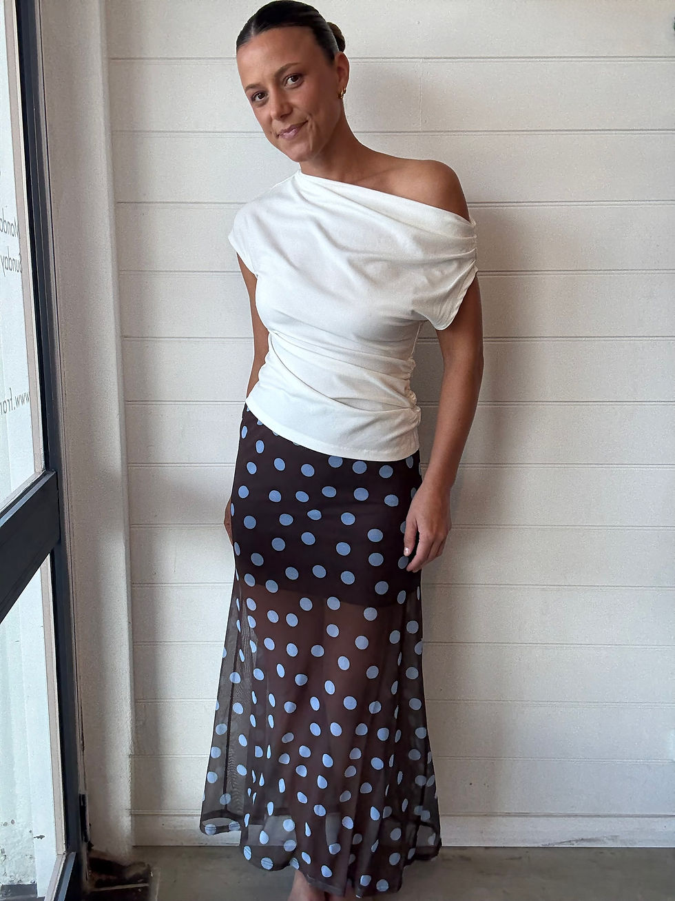 Thumbnail: Polka Dot Skirt | Choc/Blue