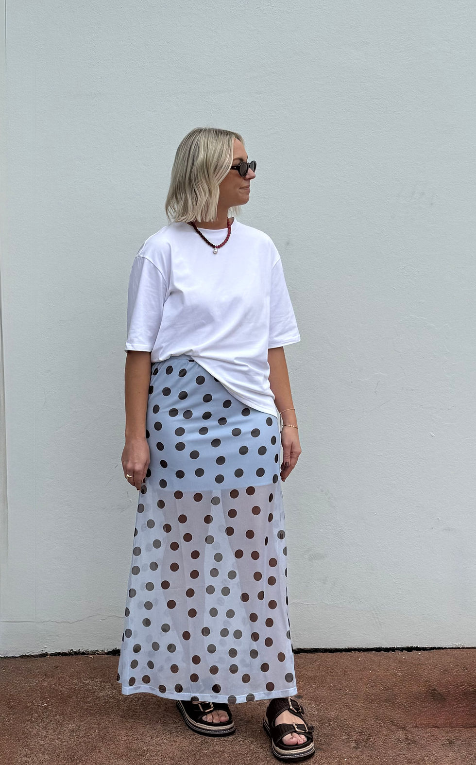 Thumbnail: Polka Dot Skirt | Blue/Choc