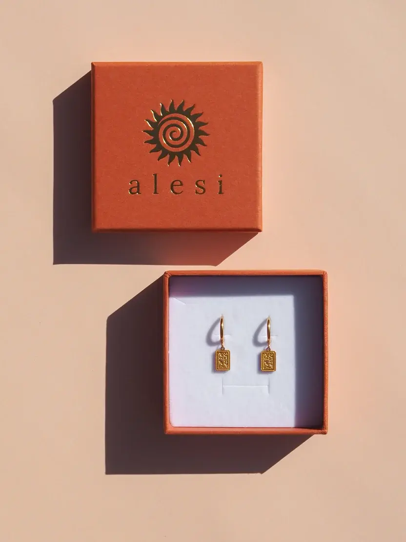 Thumbnail: ALESI JEWELLERY | Rectangle Sparkle Earrings
