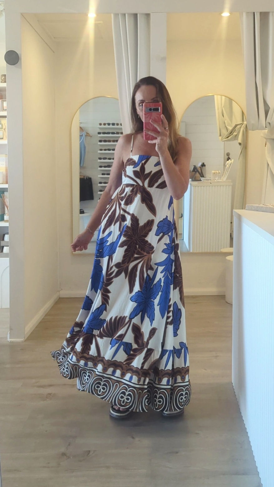 Thumbnail: BY FRANKIE | Bronte Maxi Dress | Choc/Blue Palm