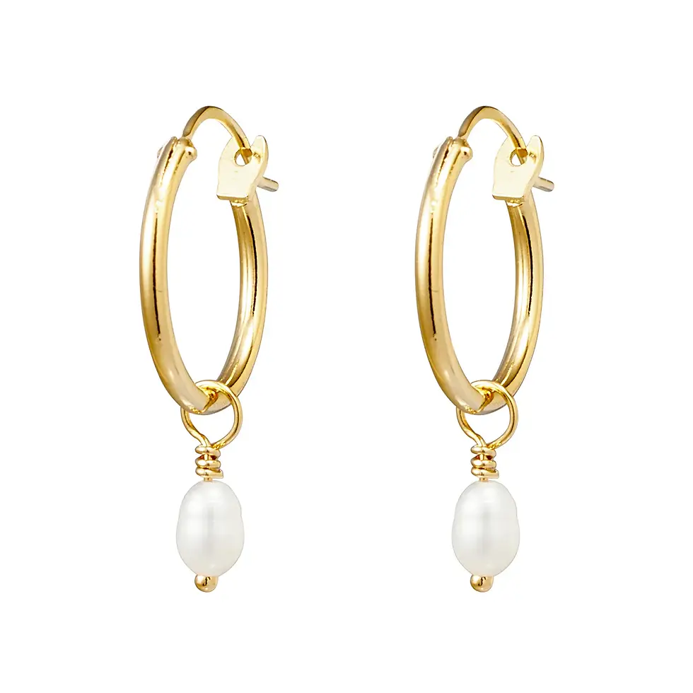 MIDSUMMER STAR | Dainty Pearl Hoops | Gold