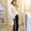 Thumbnail: Varsity Wide Leg Pant | Brown + Musk Stripe