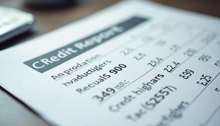 Close-up view of a credit report with highlighted scores