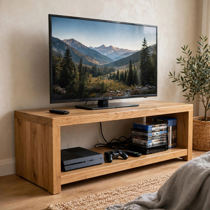 Rustic oak tv stand, solid oak handmade in UK, bespoke sizes and designs