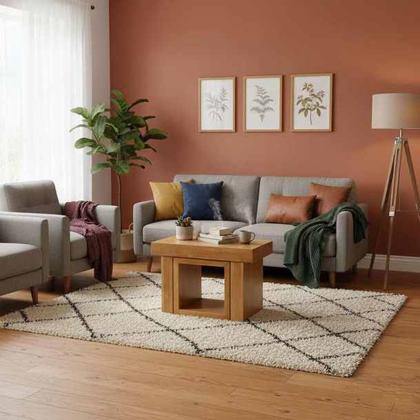 Rustic Oak Coffee Table with Cube