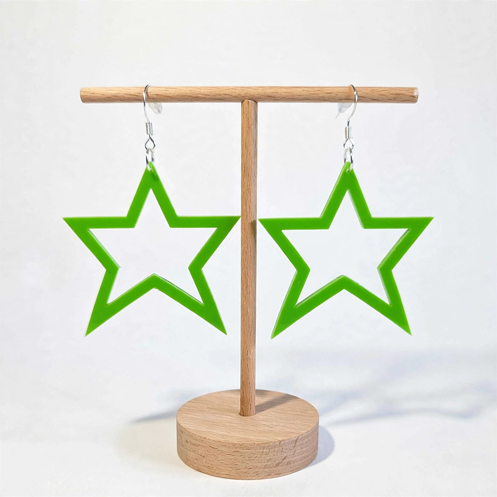 Celestara Hollow Star gothic celestial acrylic drop earrings - open star design handmade UK