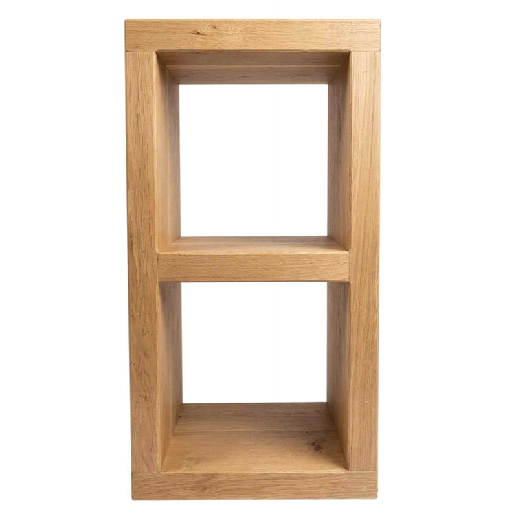 Handmade Rustic Oak 2 Cube Chunky Side Table fornt view
