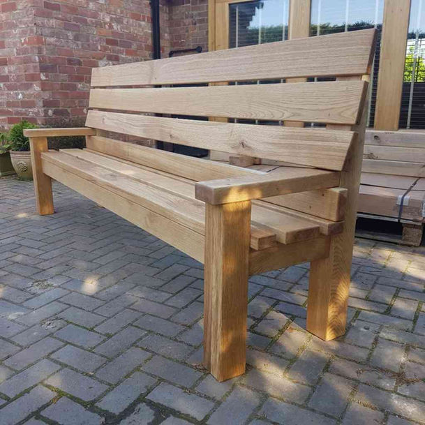 heavy solid oak garden bench
