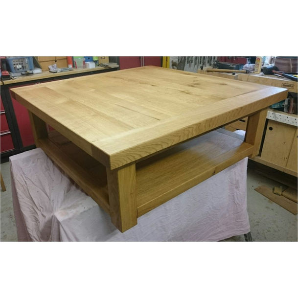Rustic Oak Square Coffee Table - workshop