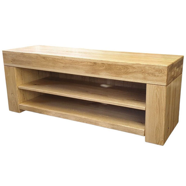 Chunky Solid Oak Rustic TV Media Unit