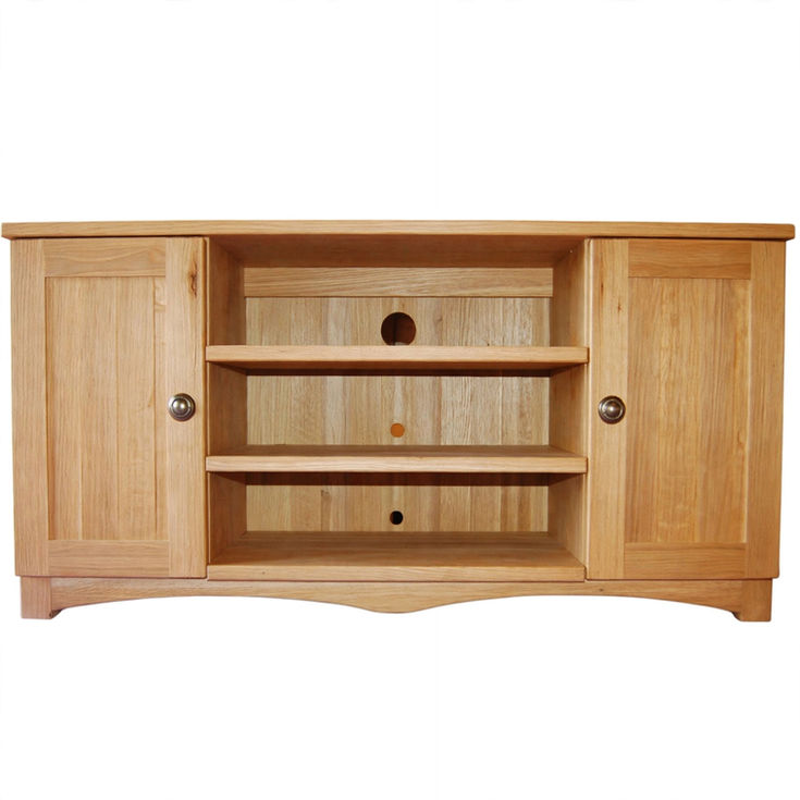 Rustic Oak TV Stand with 2 Doors and 2 Shelves main view