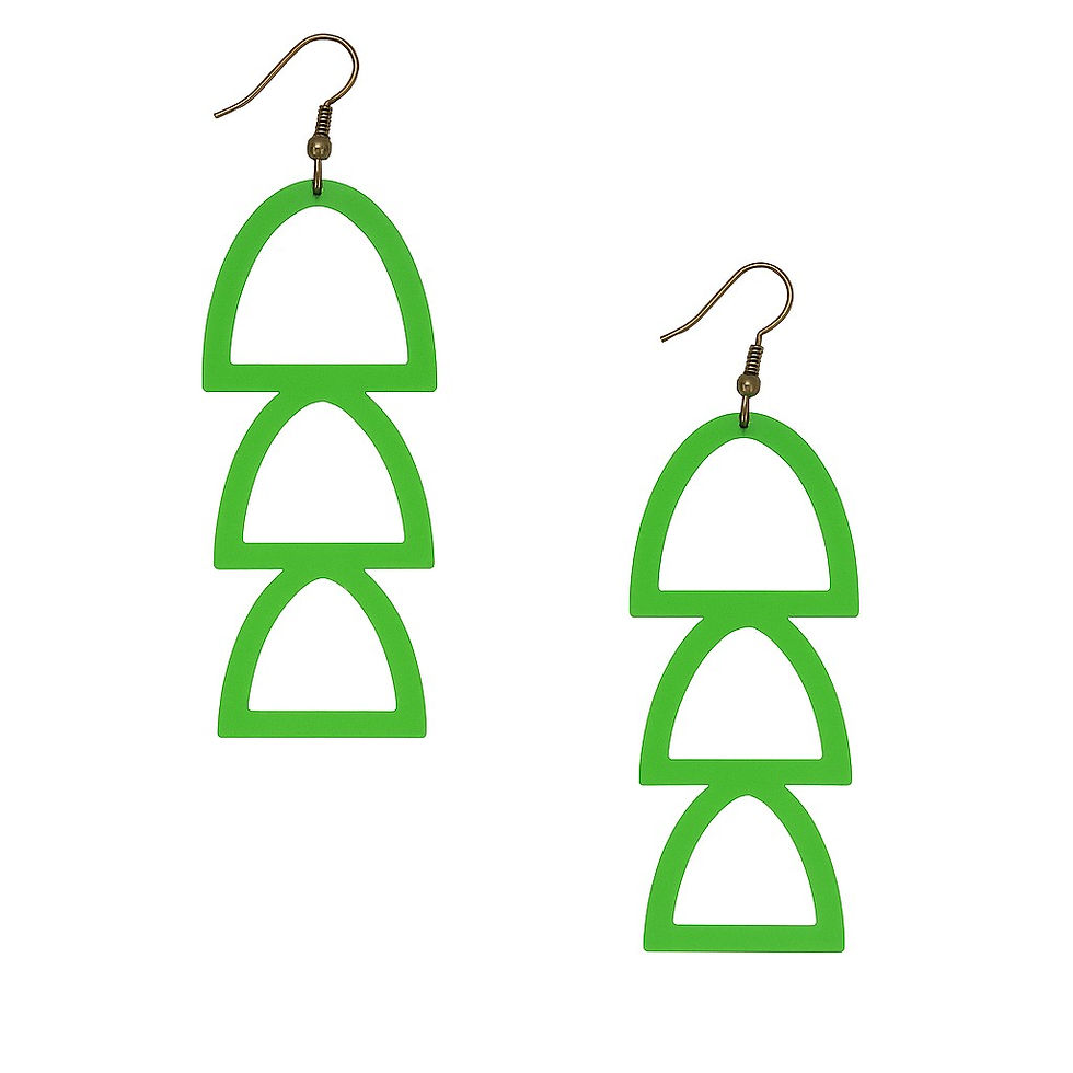 Thumbnail: green Acrylic Half Circle Drop Earrings, a bold geometric semicircular design on hypoallergenic hooks.