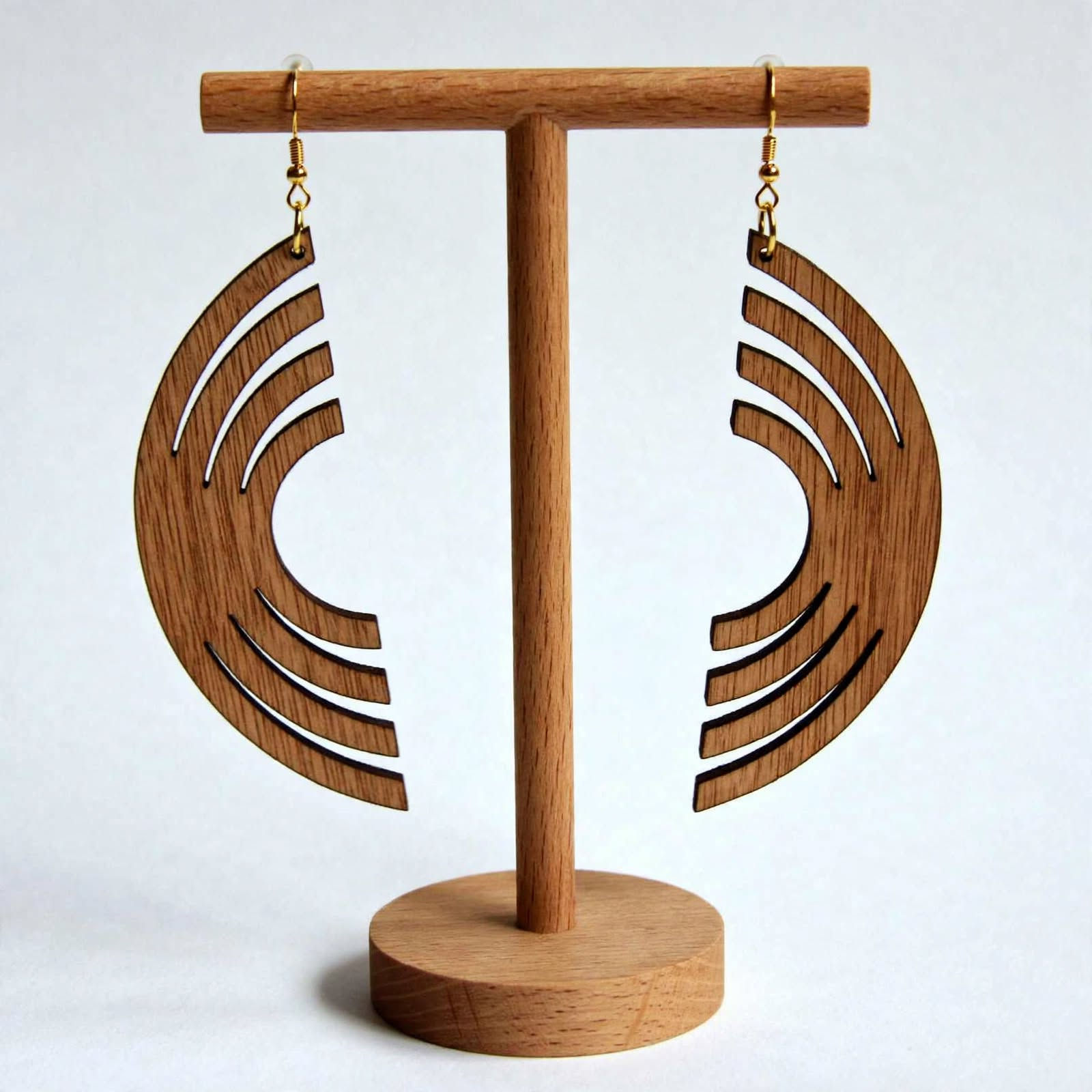 Virelia Fanwood wooden drop earrings handmade UK
