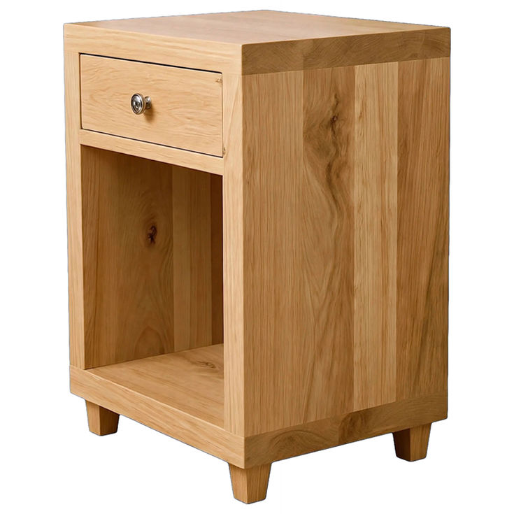 Chunky Rustic Oak Bedside Table with Drawer handcrafted from solid oak