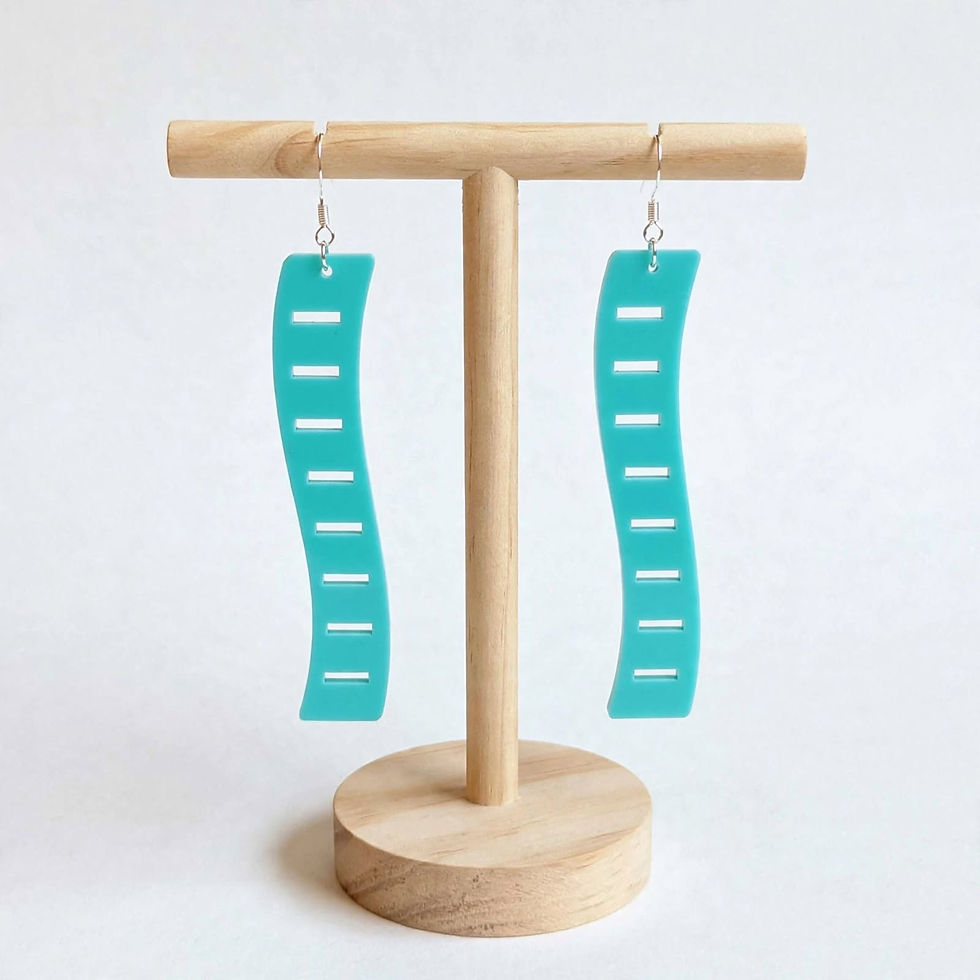 Solara Wave acrylic drop earrings - sculptural retro beam design handmade UK