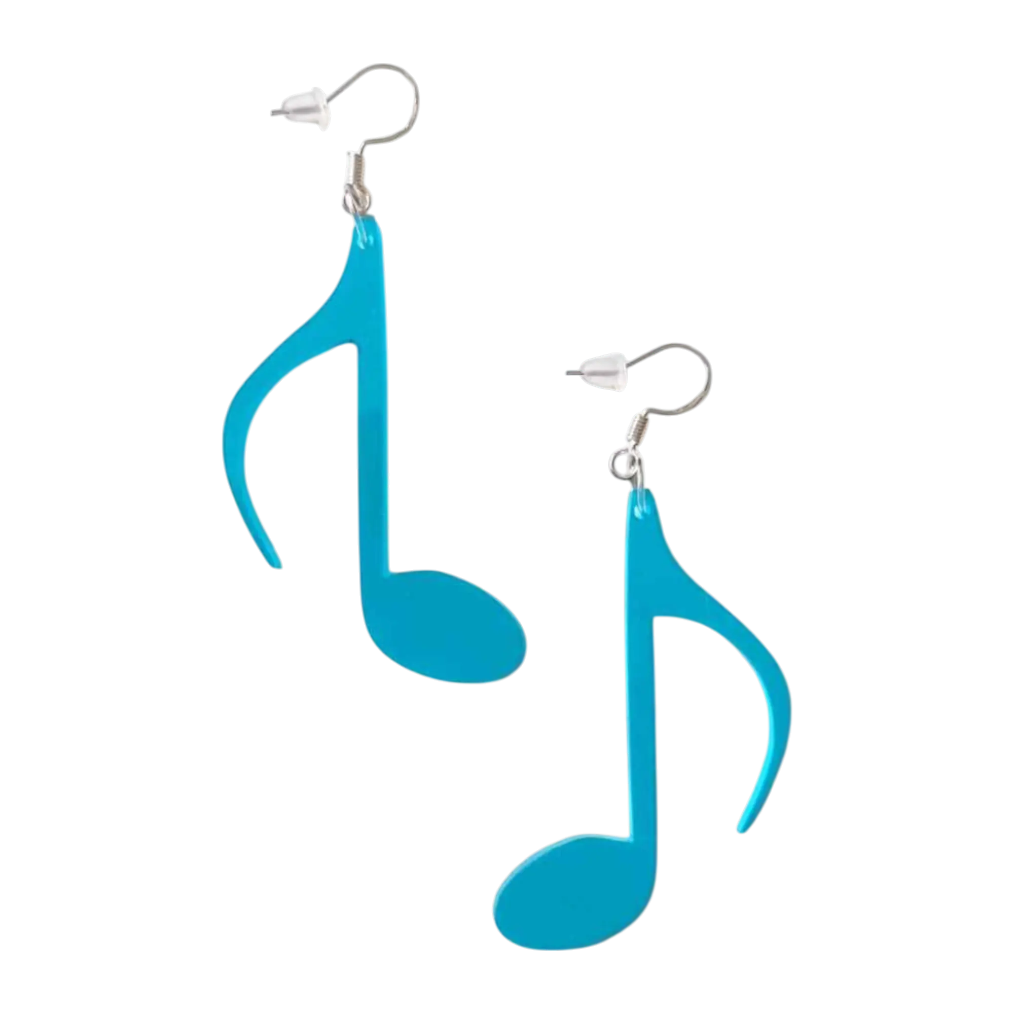 turquoise Handmade acrylic musical note earrings lightweight black music jewellery UK
