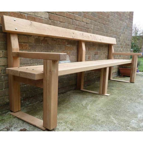 extra long oak garden bench