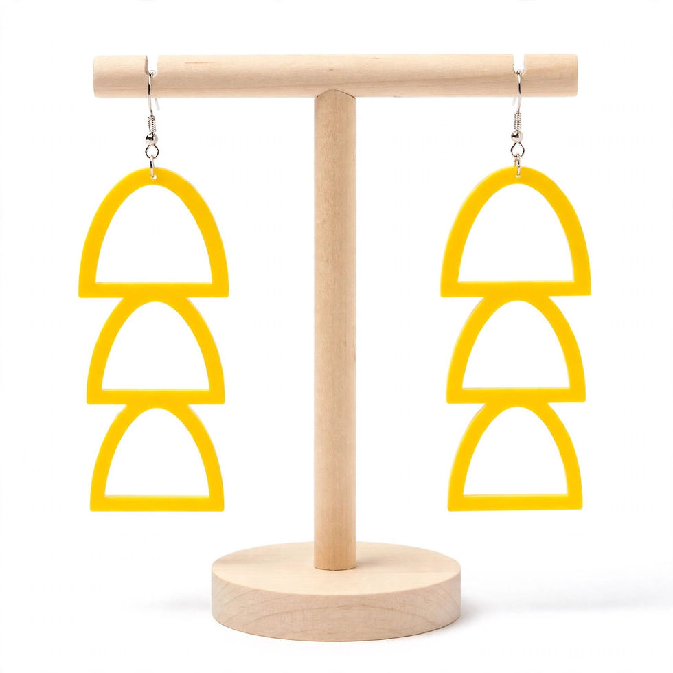 Thumbnail: Skyline Retro acrylic drop earrings with hypoallergenic 925 sterling silver hooks