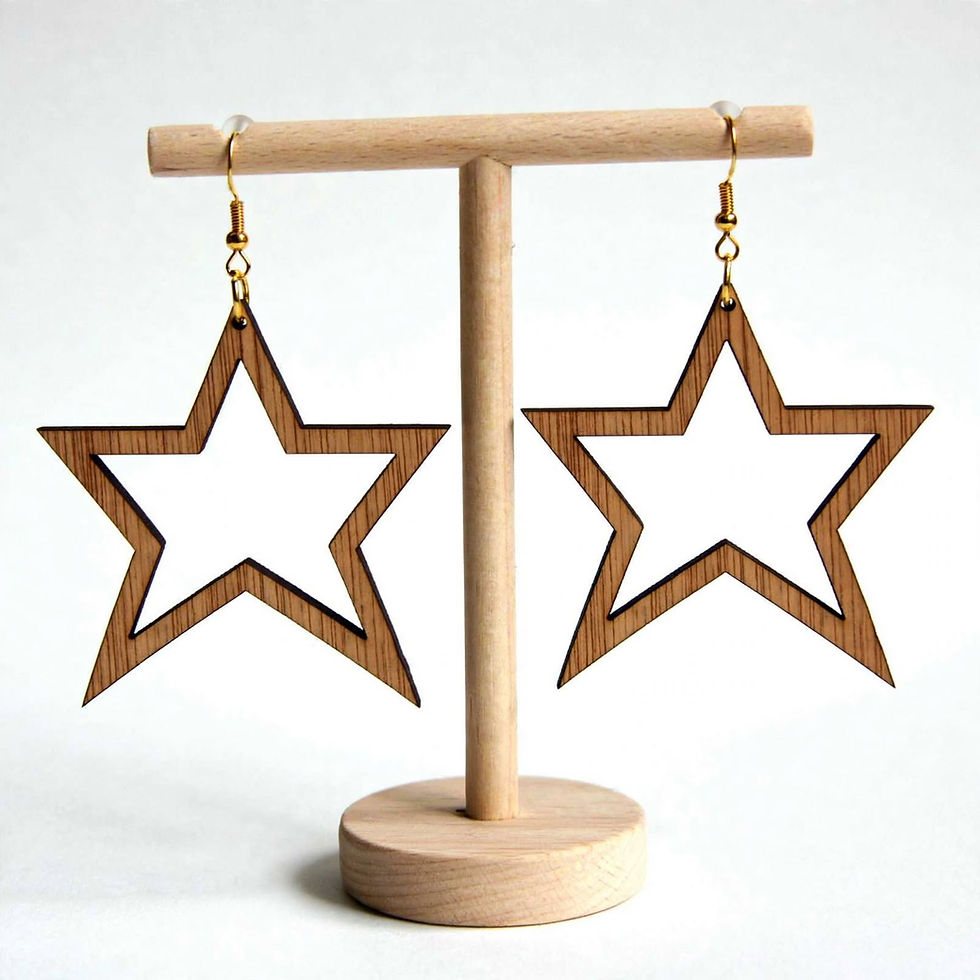 Astrava Starframe wooden drop earrings handmade UK