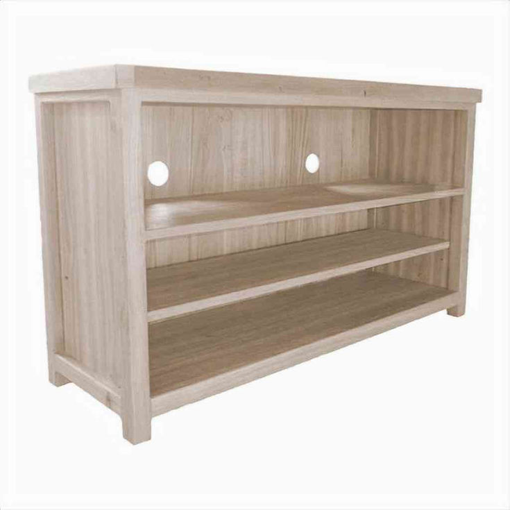Handmade rustic oak TV stand with storage shelves