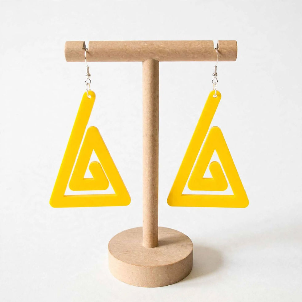 Virella Spiral acrylic drop earrings - striking triangle spiral design handmade UK