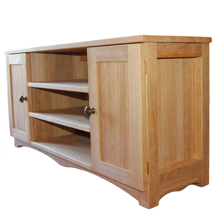 Rustic Oak TV Stand with 2 Doors and 2 Shelves right side view
