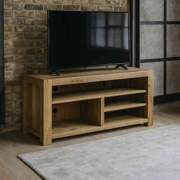 Rustic Oak TV Unit 3 finished in a medium oak wax