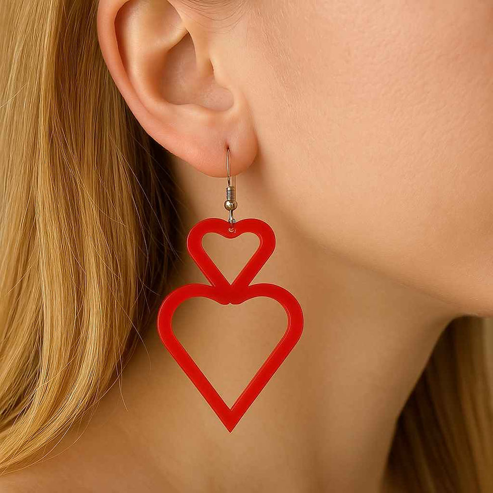 large heart earrings styled with romantic outfit